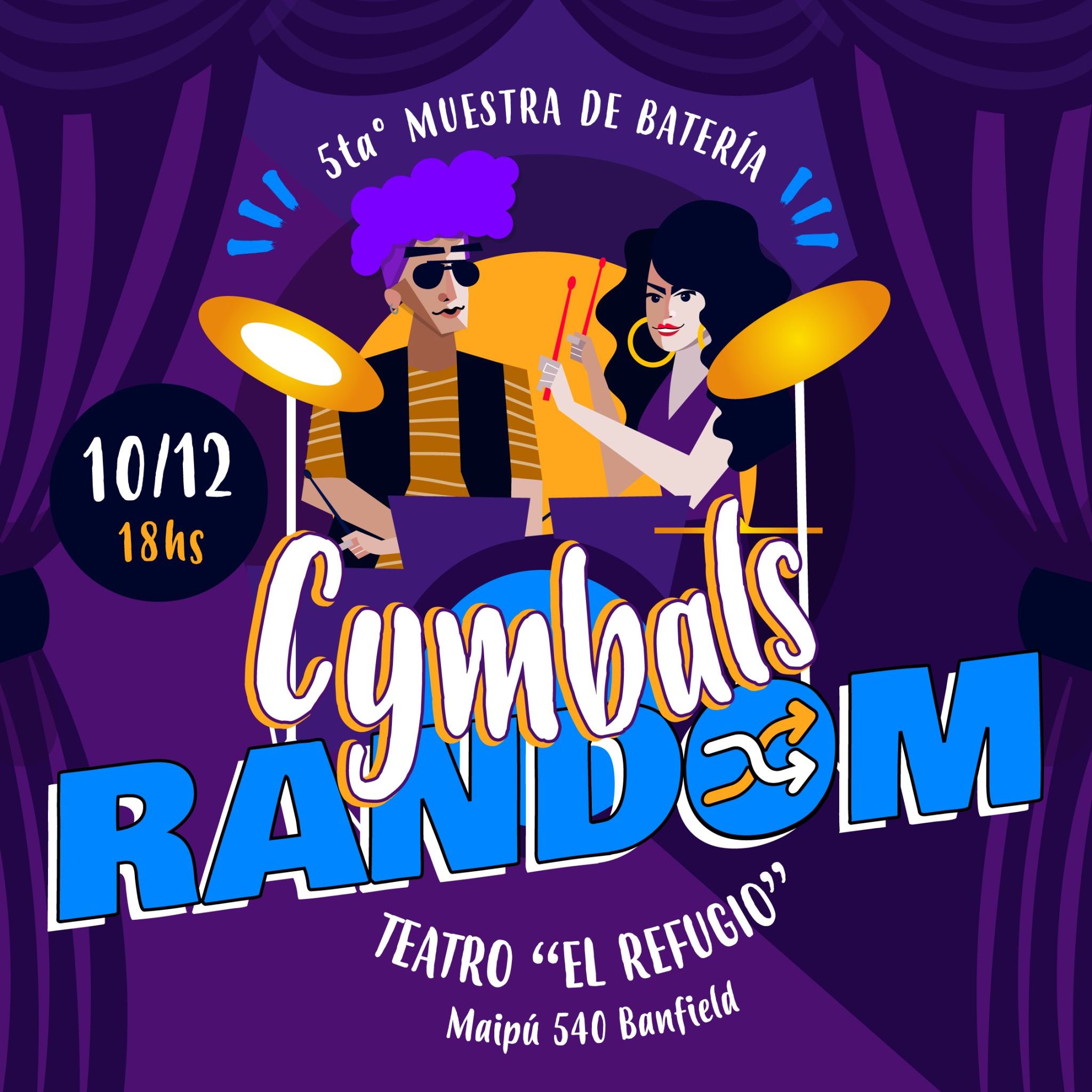 Flyer muestra random cymbals bateria